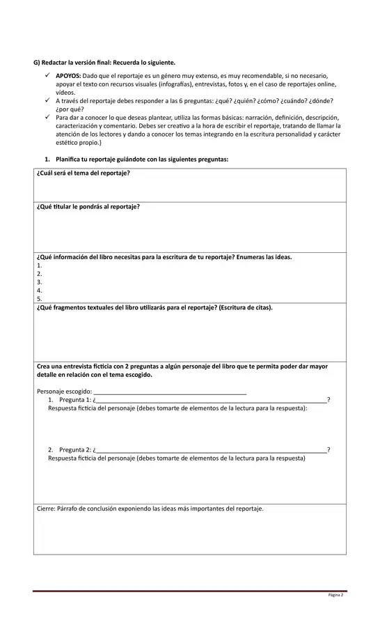 Escritura de un reportaje literario