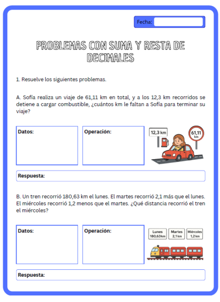 Problemas con números decimales
