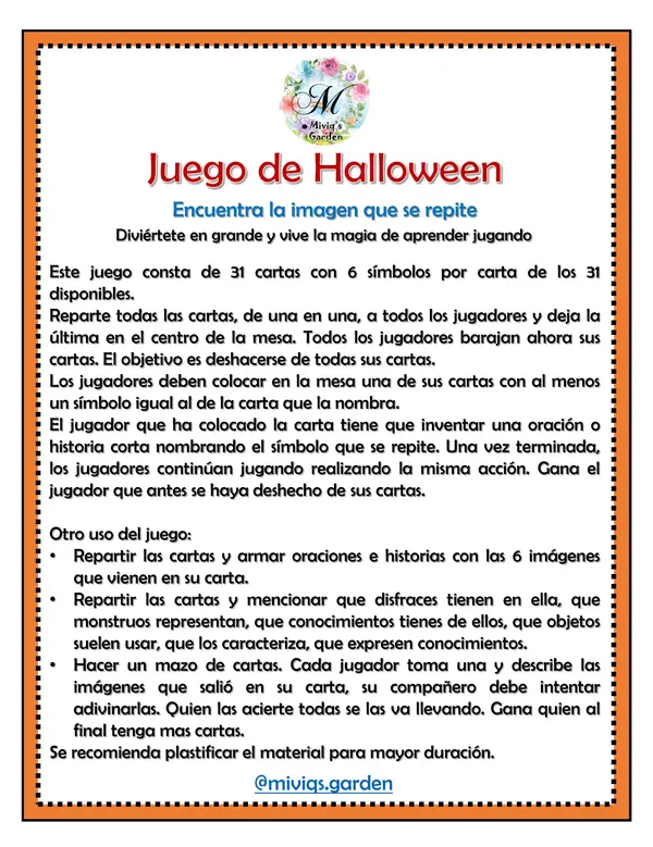 Juego de cartas de Halloween (Dobble Spot It Game)