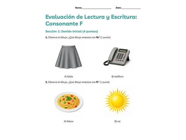 Consonante F⭐ “¡La F está en todas partes! Leo, escribo y creo oraciones”