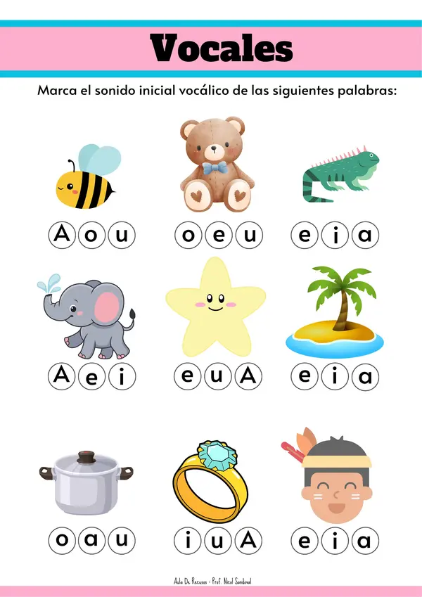 identifica sonido inicial vocálico