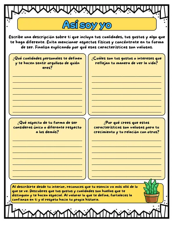 Cuadernillo Escribe tu Autoestima