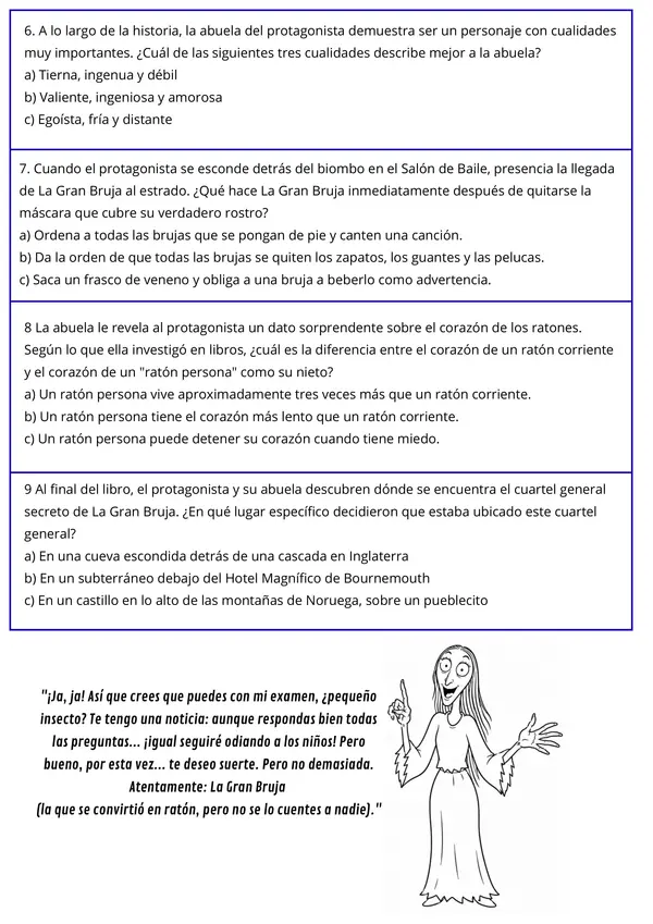 Prueba La brujas - Roald Dahl