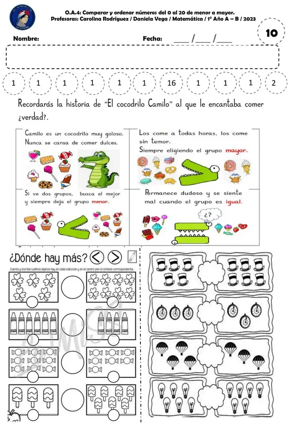 Comparar números hasta 20