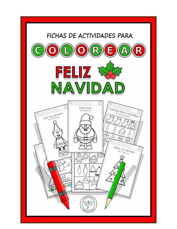 Fichas de Actividades para Colorear Feliz Navidad