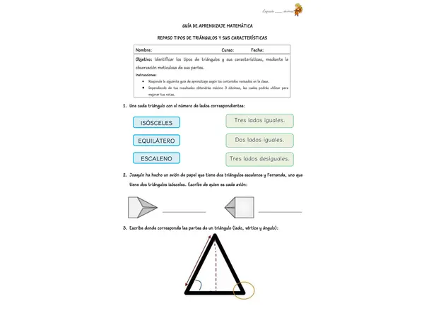 Guía de aprendizaje tipos de triángulos