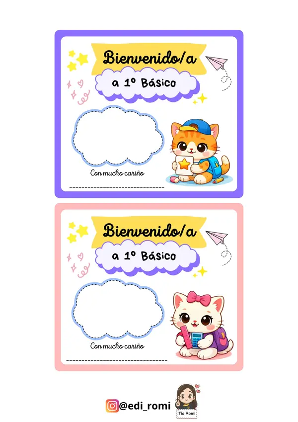 Bienvenido a 1° básico - Regalito primer día de clases 