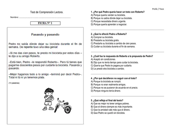 Test de entrada / Comprensión lectora 