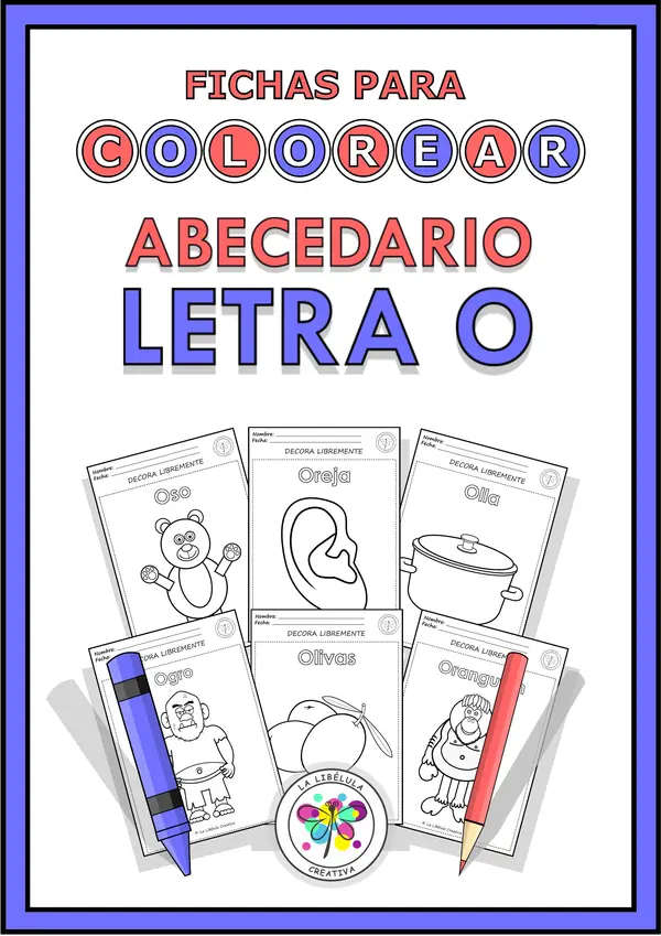 Fichas para colorear Objetos Letra O NO PREP color