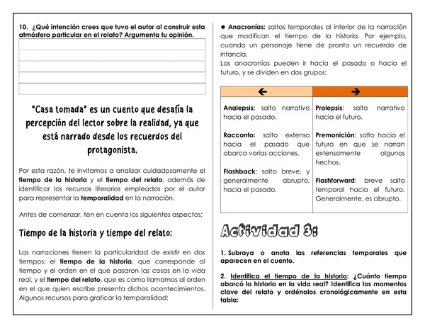 Guía de trabajo - Comprensión lectora "Casa Tomada"