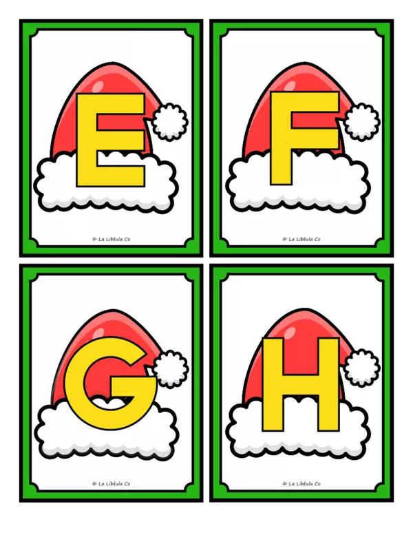 Flash Cards The Alphabet santa's Hat Tarjetas El Abecedario Navidad