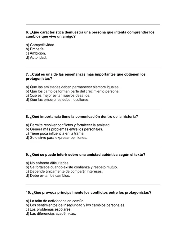 Prueba del libro " ¿Seguiremos siendo amigos?” (Paula Danziger)