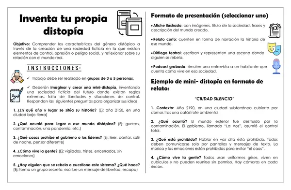 Guía de trabajo - Inventa tu propia distopía
