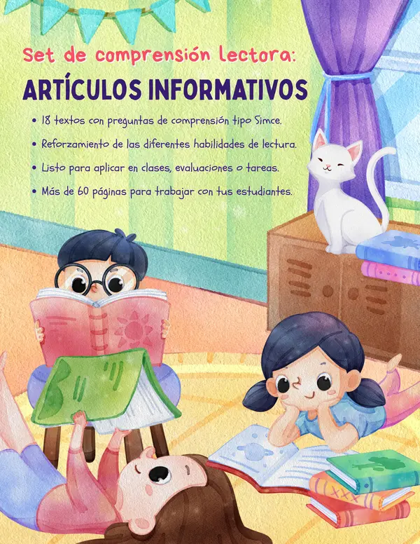 Set guías de comprensión lectora: Artículos Informativos - Simce 4to básico