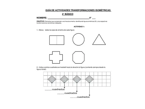 Transformaciones isométricas: rotación, traslación, reflexión