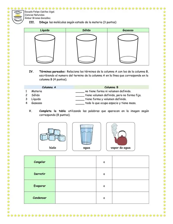 Evaluación Estados de la Materia