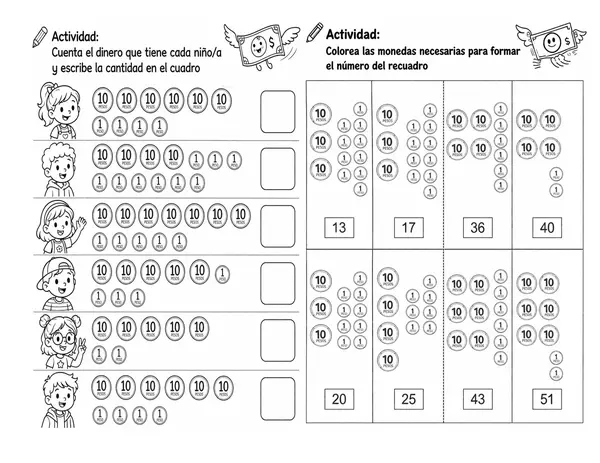 Escritura de números, conteo de 2 en 2 , 5 en 5, 10 en 10