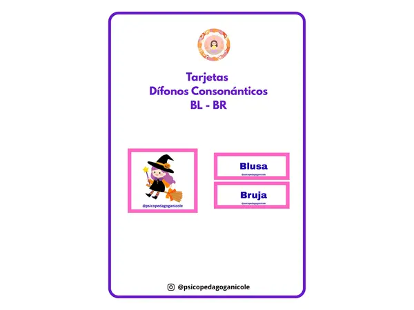 Tarjetas con Dífonos consonánticos BL-BR