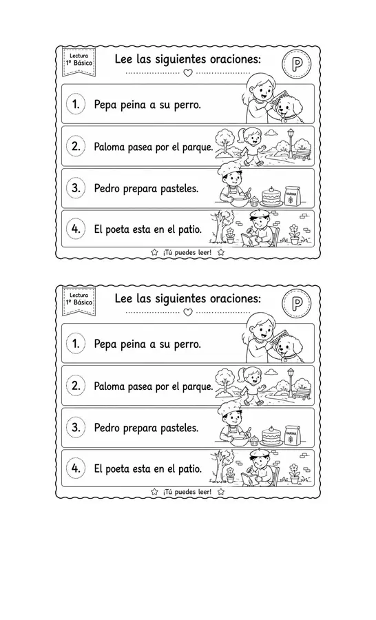 Lectura iniciales con las consonantes M P L