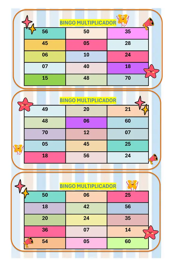 Bingo de las tablas 5 -6 y 7