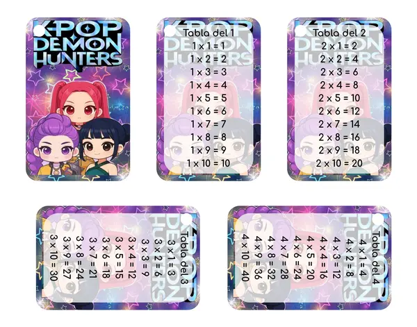 Llavero de las tablas de multiplicar de las Guerreras Kpop 