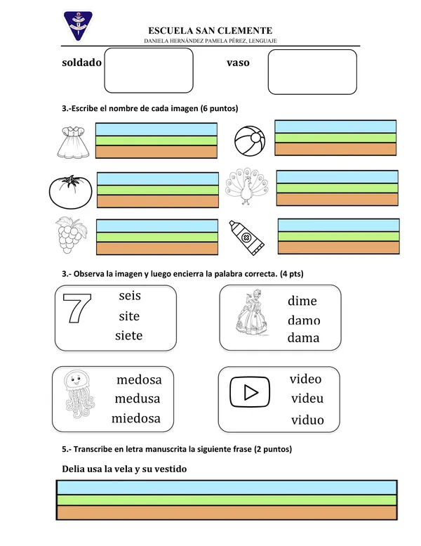Evaluación letras d-t-v
