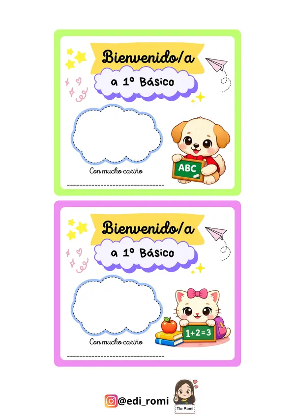 Bienvenido a 1° básico - Regalito primer día de clases 