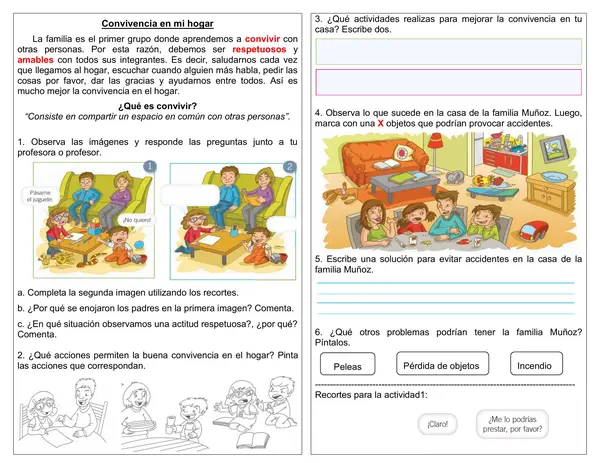 Guía 1° básico "Convivencia en mi hogar"