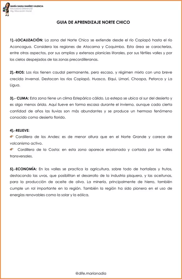 Características de la Zona Norte de Chile 