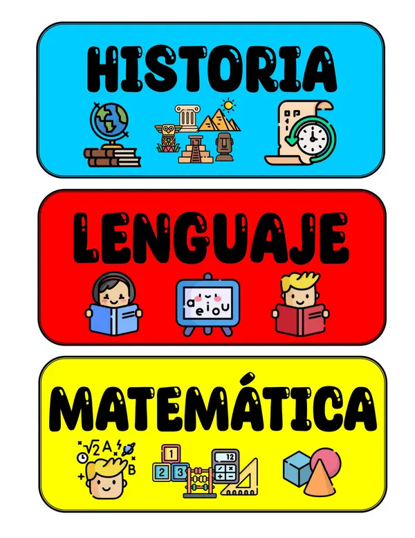 Carteles con nombres de asignaturas