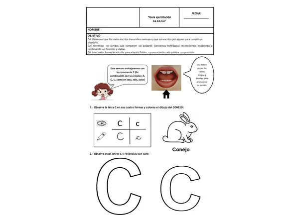 Guia Sílabas CA, CO, CU