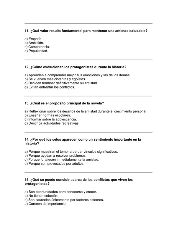 Prueba del libro " ¿Seguiremos siendo amigos?” (Paula Danziger)