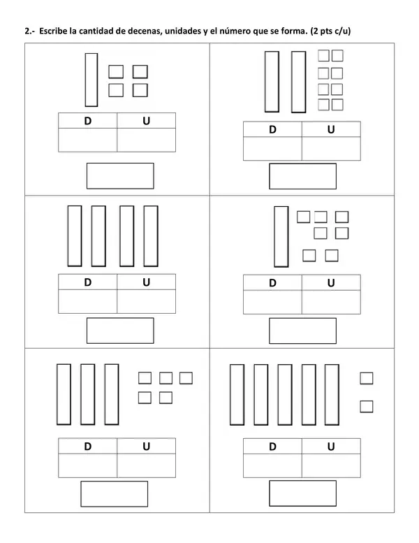 Evaluación Unidades y Decenas 1° básico