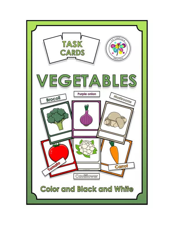 Task Cards Vegetables Food Healthy Color Cut Coloring