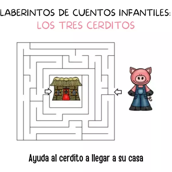 LABERINTOS DE CUENTOS INFANTILES:  LOS TRES CERDITOS