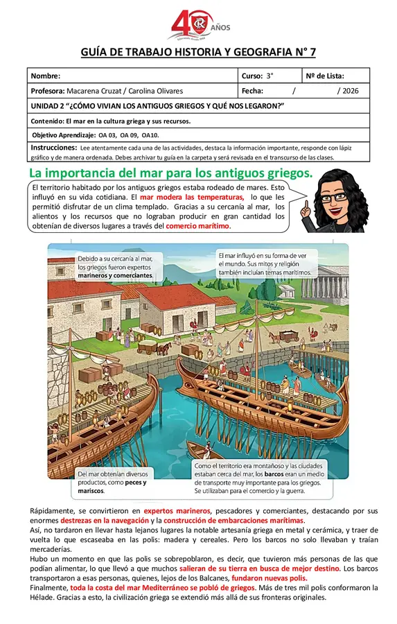 GUÍA N°2: El mar en la cultura griega y sus recursos.