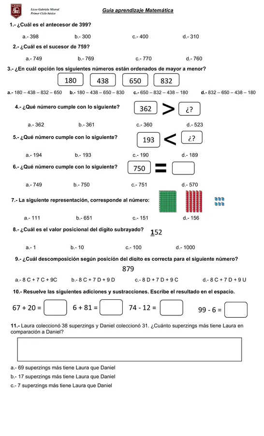 evaluación formativa matemática 3 básico