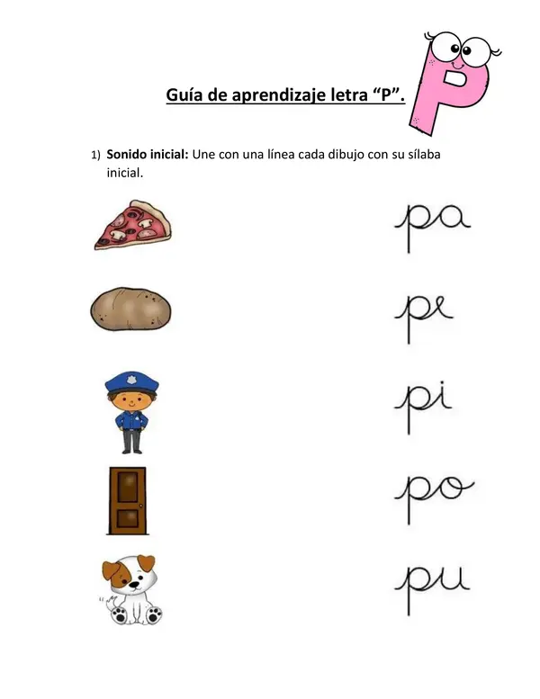 Guía de aprendizaje letra P