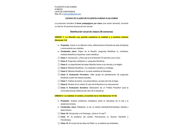 Red de contenidos Filosofía III medio 