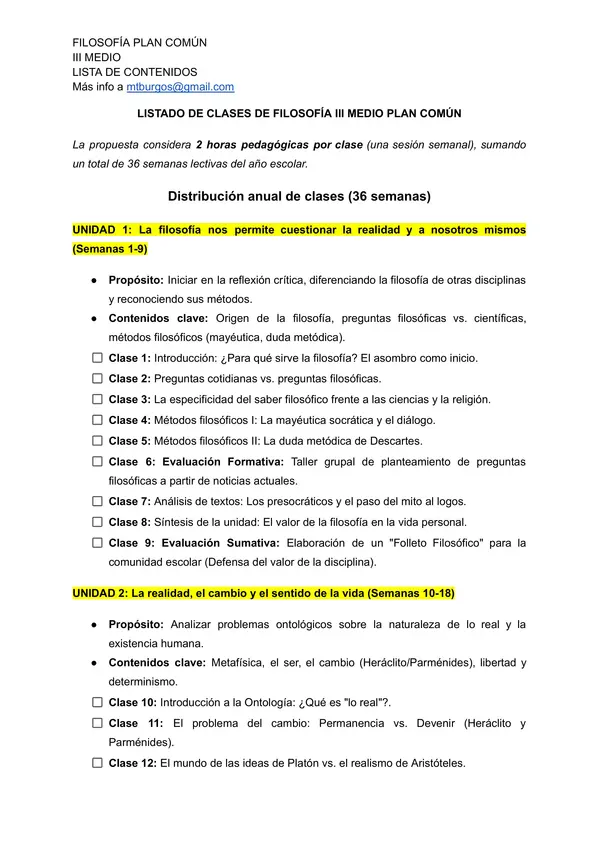Red de contenidos Filosofía III medio 