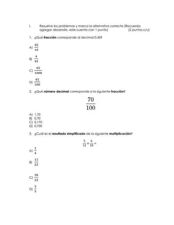 Ev. multiplicación y división de fracciones