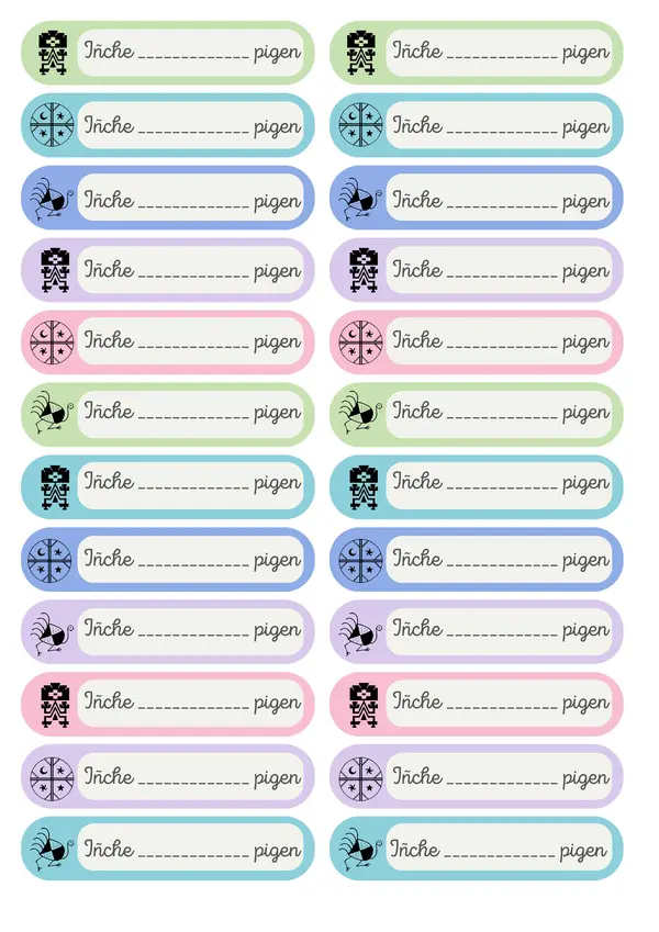 Etiquetas para cuaderno de mapuzugun 