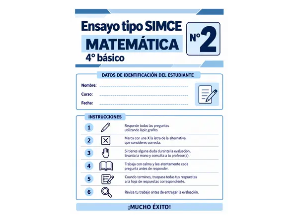 ENSAYO SIMCE 2 MATEMÁTICA 4°