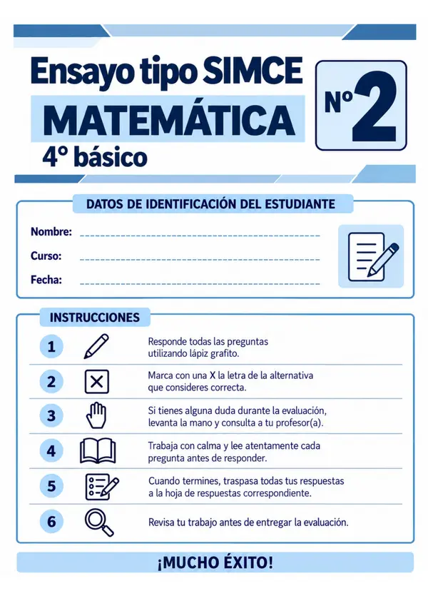 ENSAYO SIMCE 2 MATEMÁTICA 4°