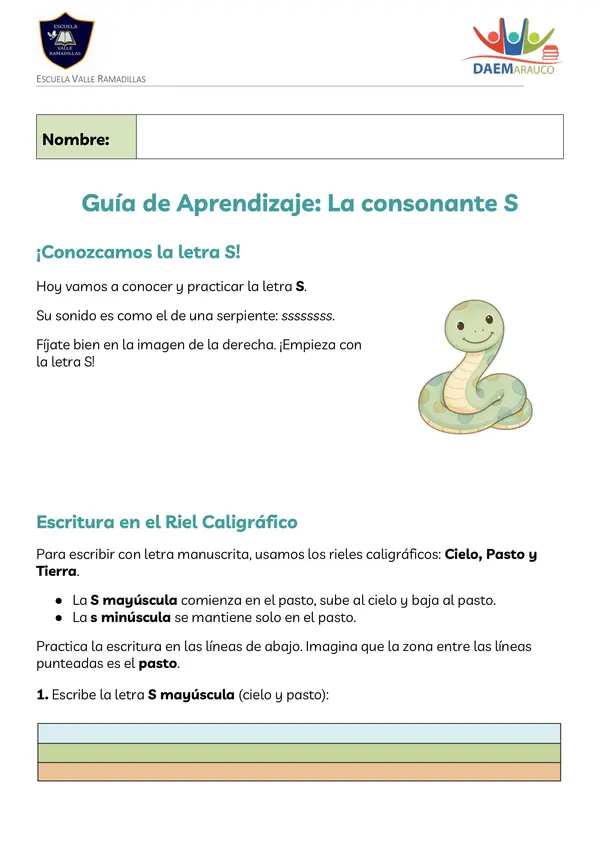 Guía letra S 1°