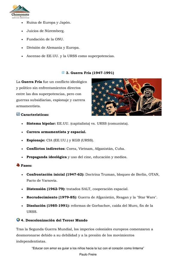 Resumen 2ª Guerra mundial y Guerra fría