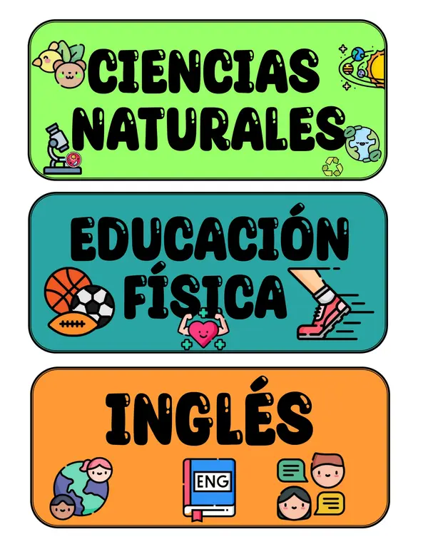 Carteles con nombres de asignaturas