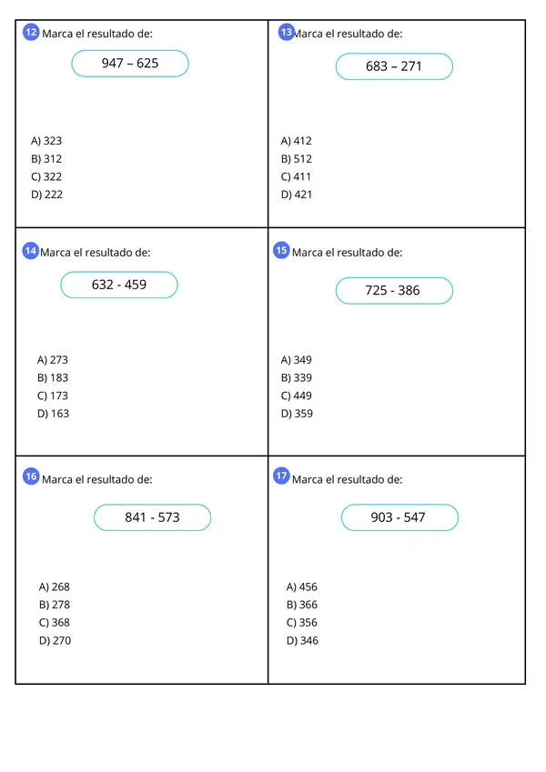 Evaluación Adición y sustracción hasta 1000 | Matemática