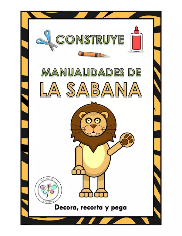 Construye a La Sabana León Animales Salvajes Puzzle Color Recortar