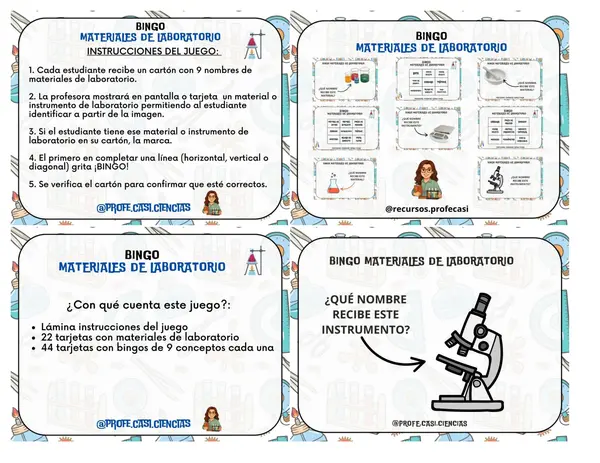 BINGO MATERIALES DE LABORATORIO